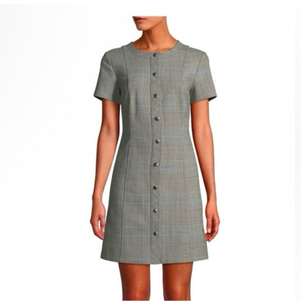 Theory Gray Plaid Mini Dress